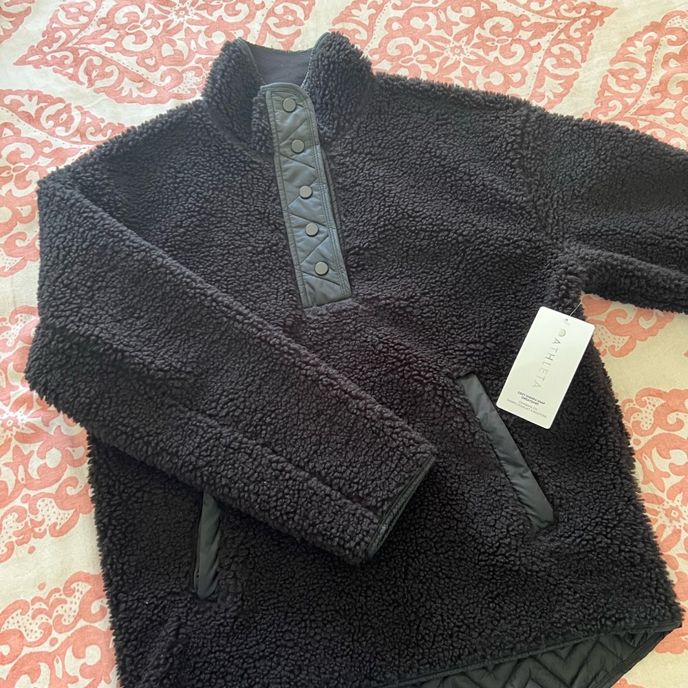 Athleta cozy sherpa snap sweatshirt